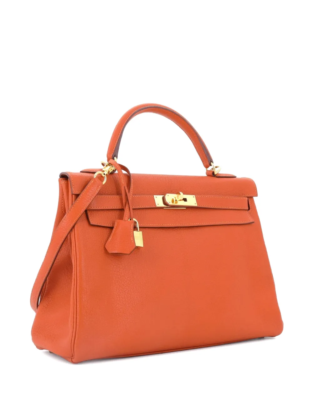 Hermès Pre-Owned Kelly Handbag Orange Chevre de Coromandel with Gold Hardware 32 satchel - Arancione