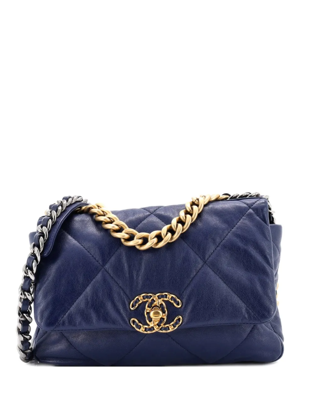 CHANEL Pre-Owned 19 Flap Bag Quilted Leather Medium crossbody bag - Blue