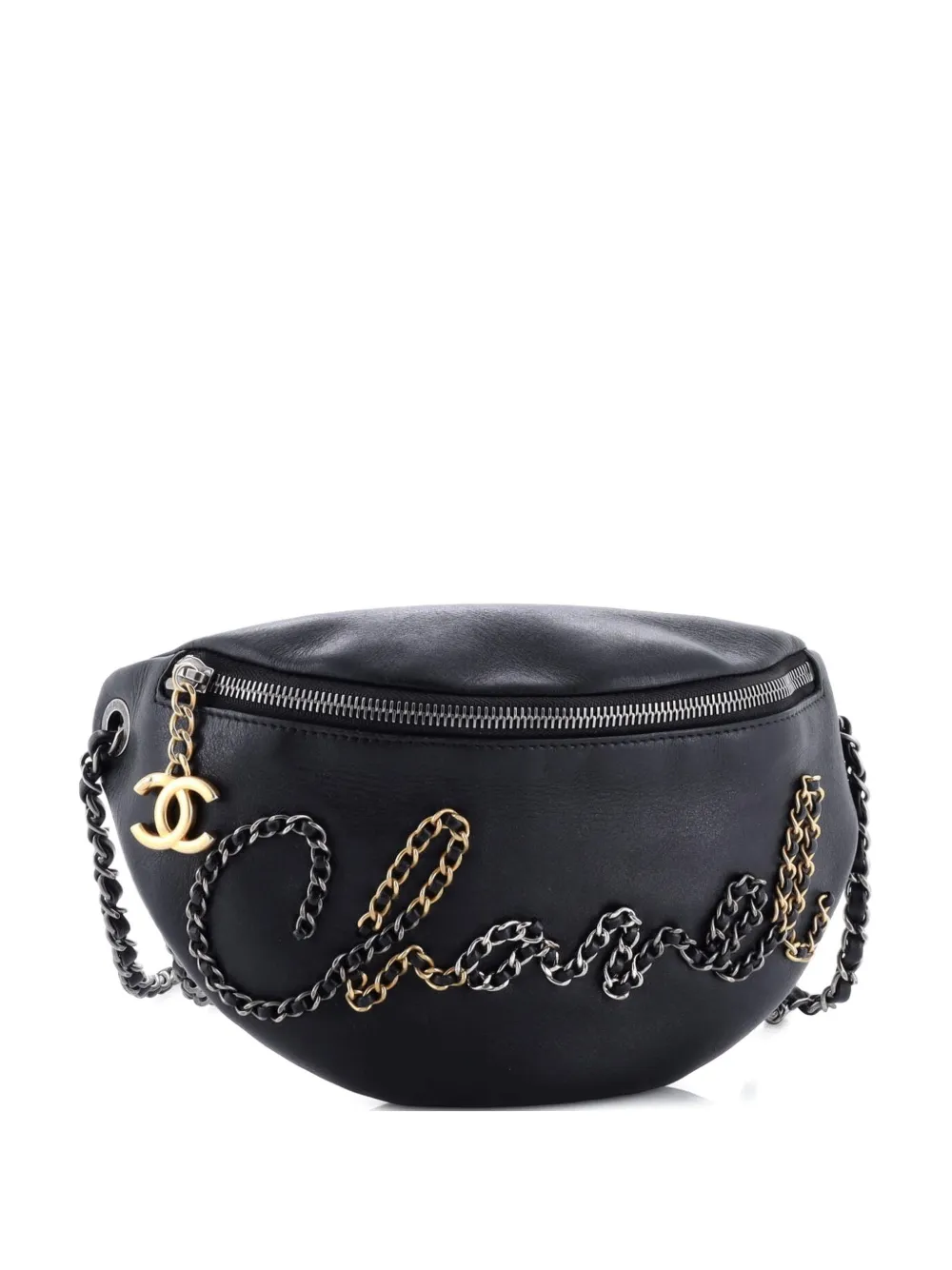 CHANEL Pre-Owned Chain Signe Waist Bag Calfskin belt bag - Nero