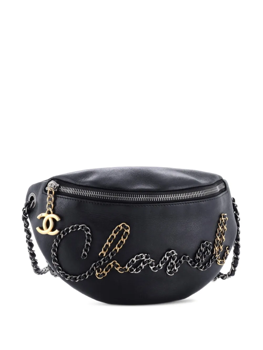 CHANEL Pre-Owned Chain Signe Waist Bag Calfskin belt bag - Nero