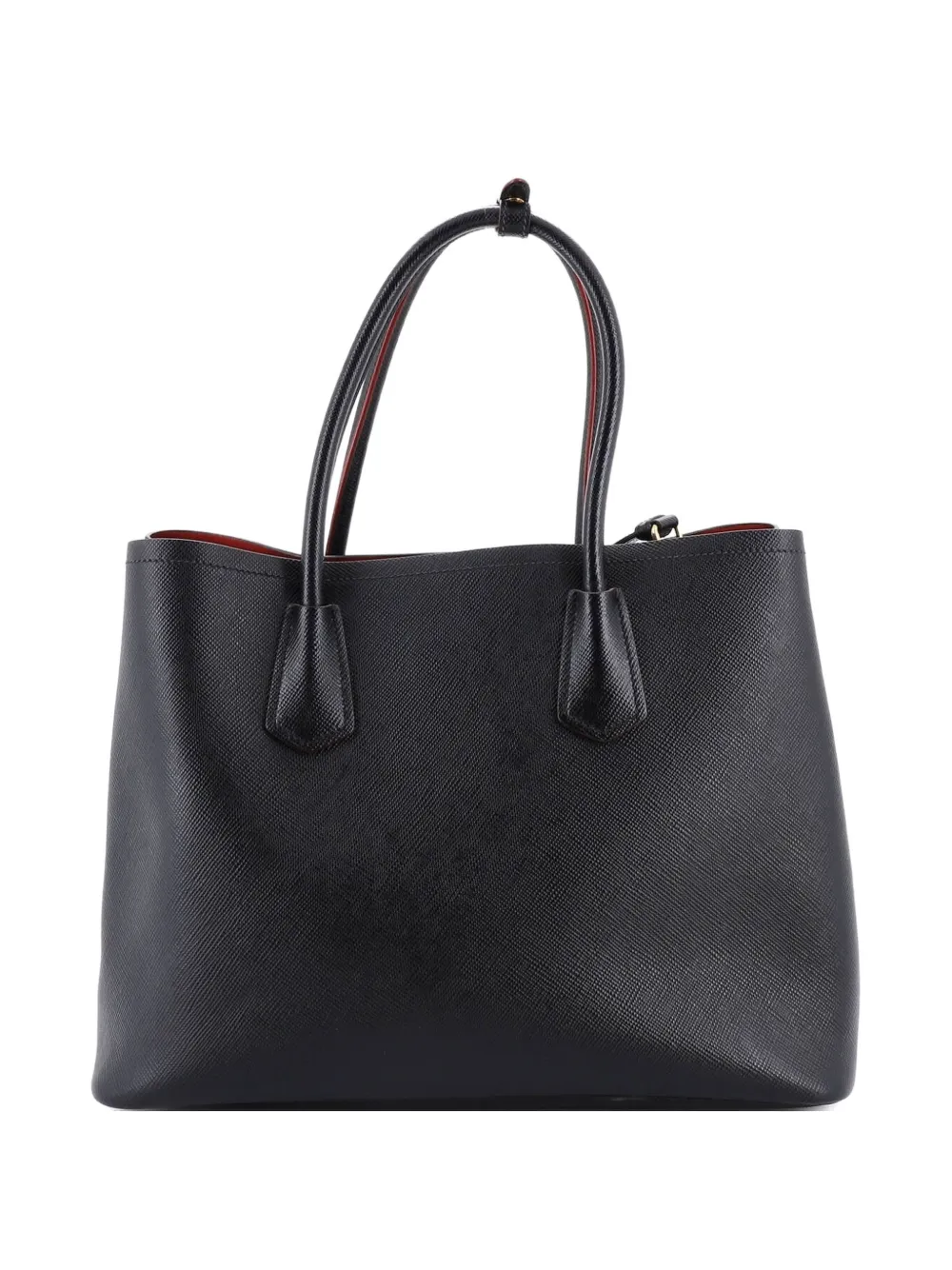 PRADA Pre-owned Cuir Double Saffiano Leather Large Tote Bag In Black