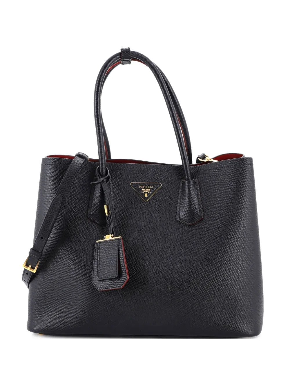 Prada Pre-Owned Cuir Double Saffiano Leather Large tote bag - Nero