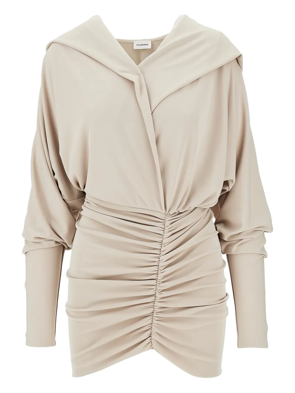 THE ANDAMANE Grace hooded ruched mini dress - Toni neutri