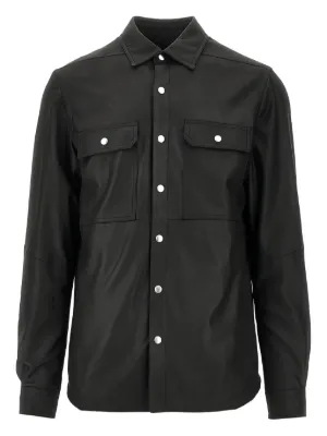 Rick Owens Outershirt Leather Shirt Jacket | Grey | FARFETCH