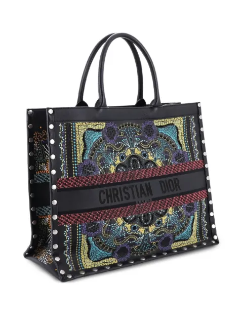 Christian Dior Pre-Owned Book Embroidered Studded Leather Large tote bag