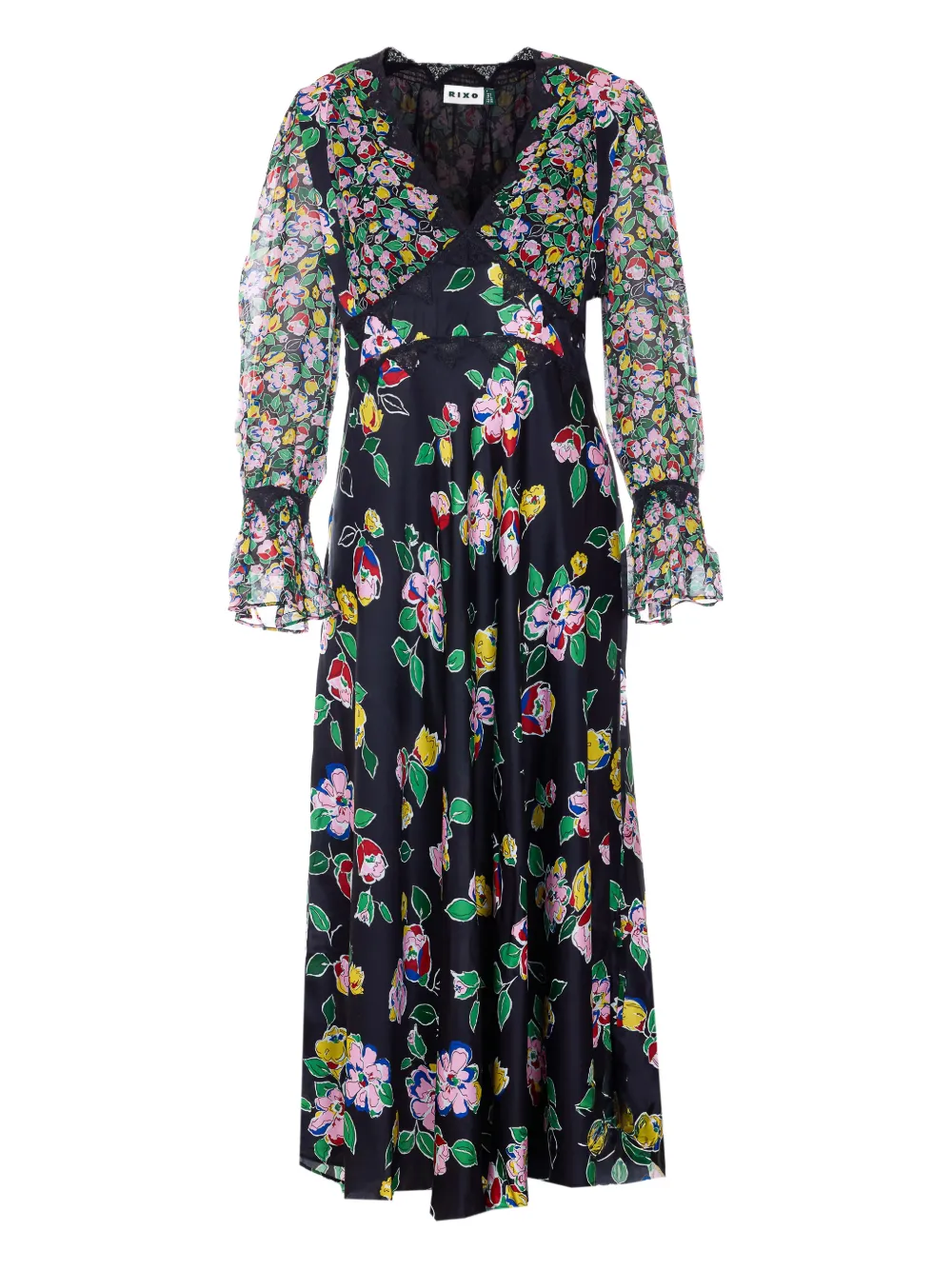 Rixo Arlena floral midi dress - Nero