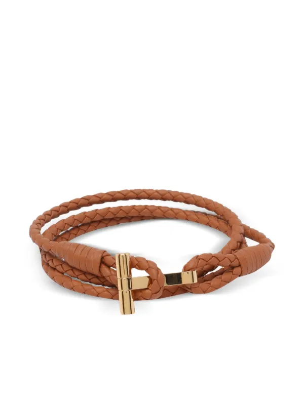 Tom Ford Braided Logo Bracelet in Brown