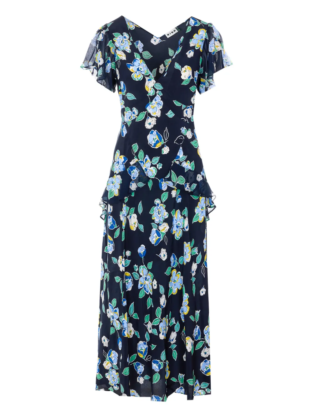 Rixo Evie floral V-neck midi dress - Blu
