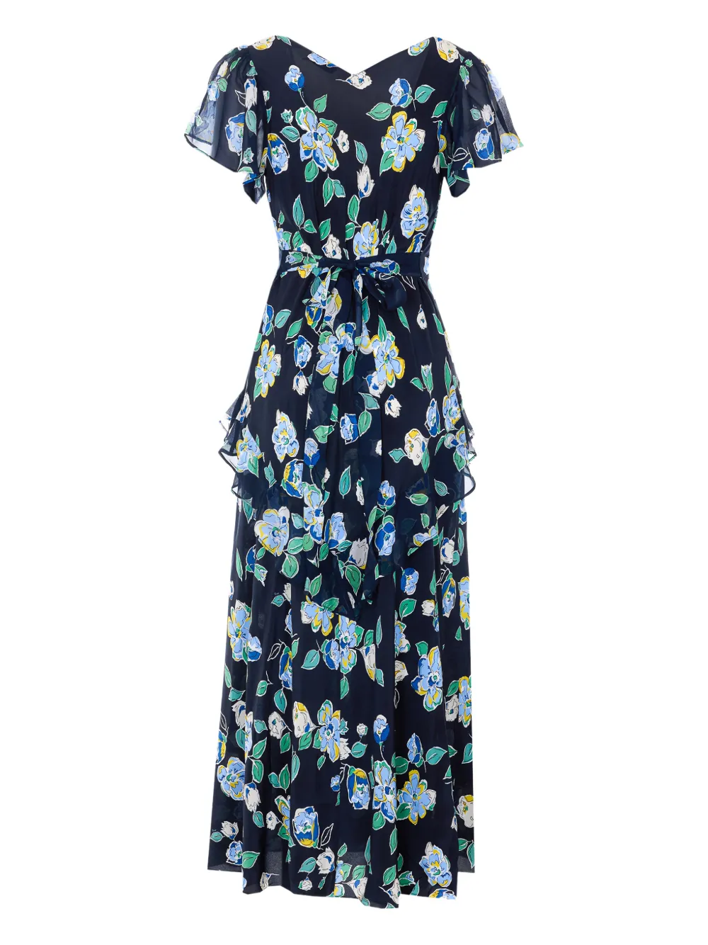 Rixo Evie floral V-neck midi dress - Blauw