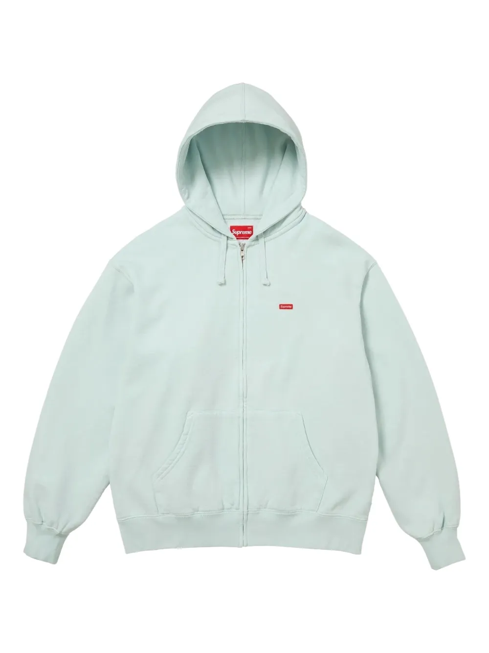 Supreme logo-patch zip-up hoodie - Green