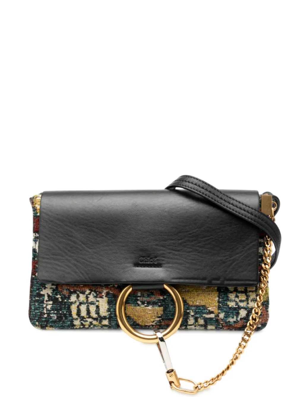Chloé Pre-Owned 2016 Small Calfskin and Tapestry Faye crossbody bag - Nero