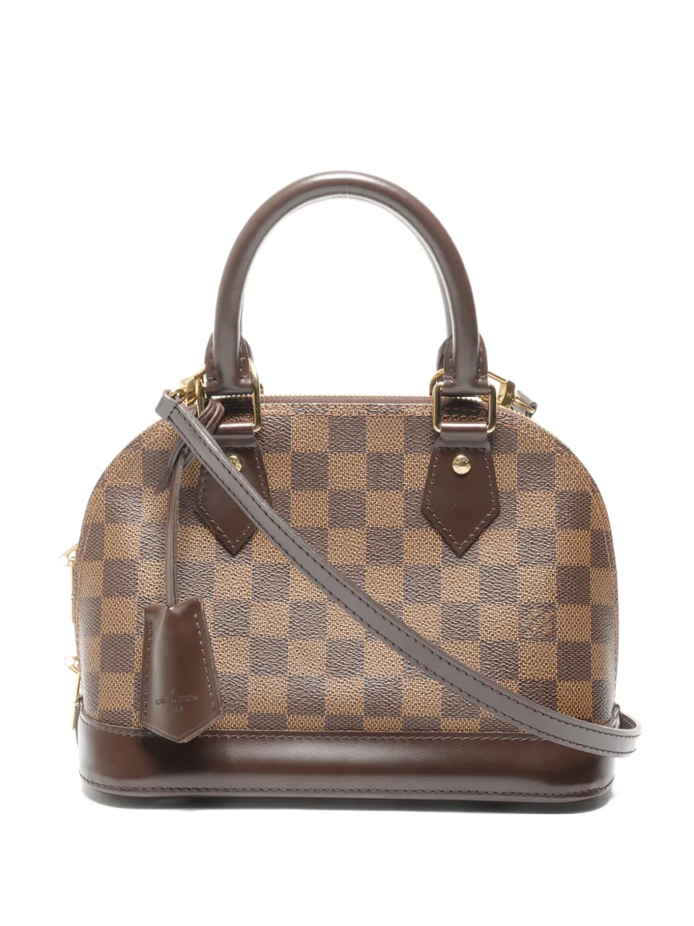 Pre-owned Louis Vuitton 2014 Bb Alma Check Tote Bag In Brown
