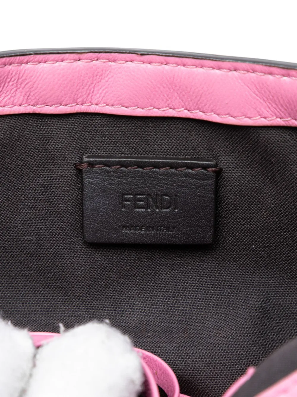 FENDI Pre-owned 2010-2025 Mini Zucca Embossed Leather Baguette Satchel In Pink