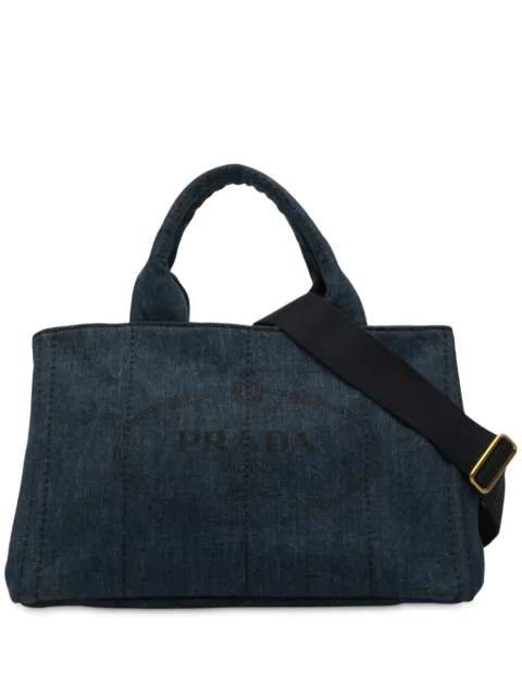 Prada Pre-Owned 2013-2025 Denim Canapa Logo satchel