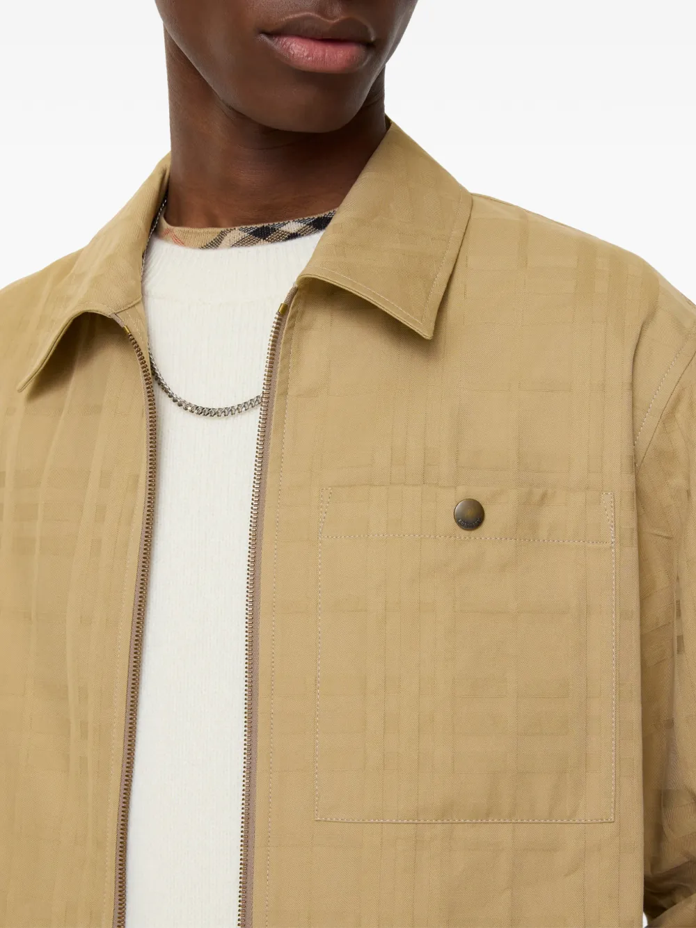  Burberry Check Zip Shirt Jacket - Neutrals 