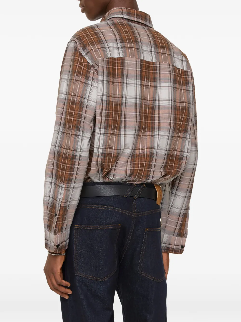 Burberry Madras geruite button-down overhemd Bruin
