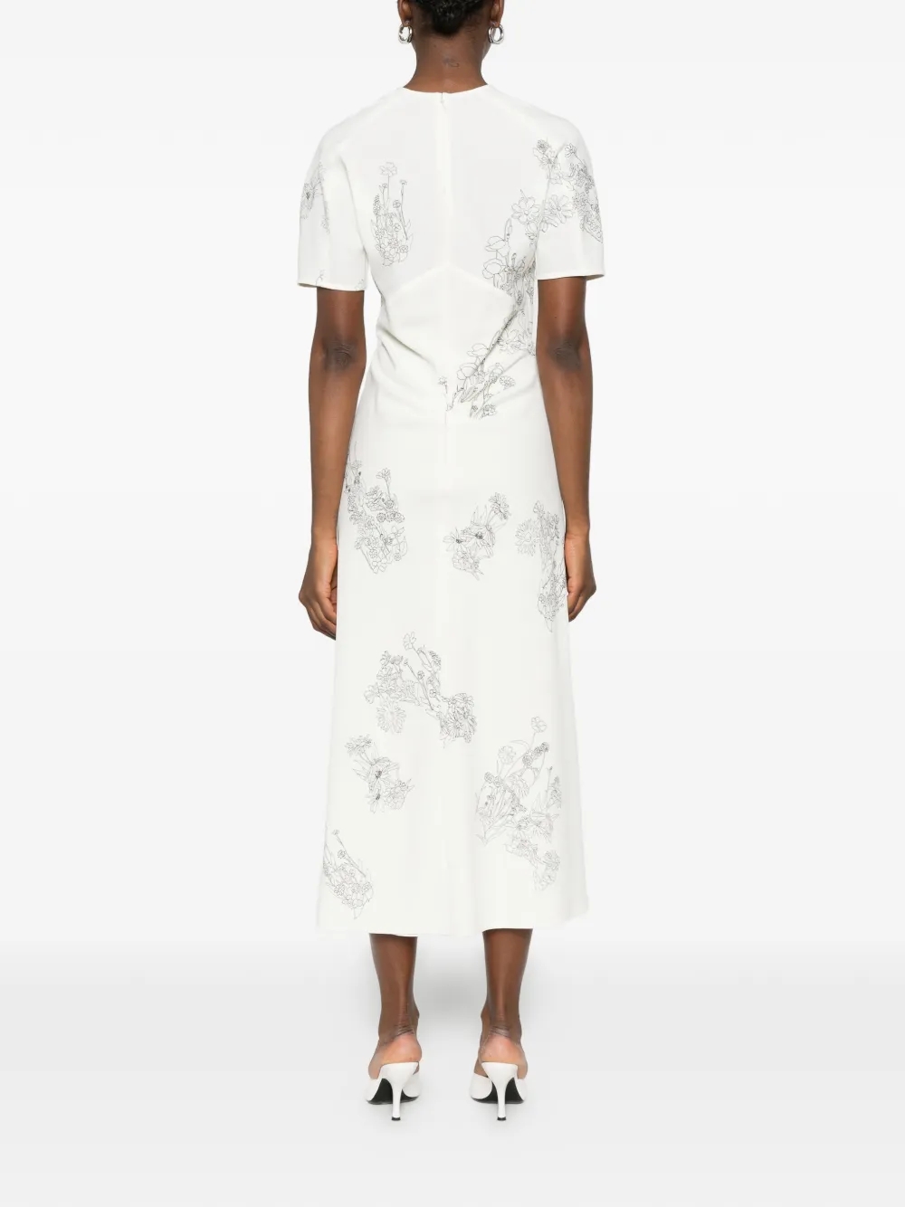 Victoria Beckham Midi-jurk met bloemenprint Wit