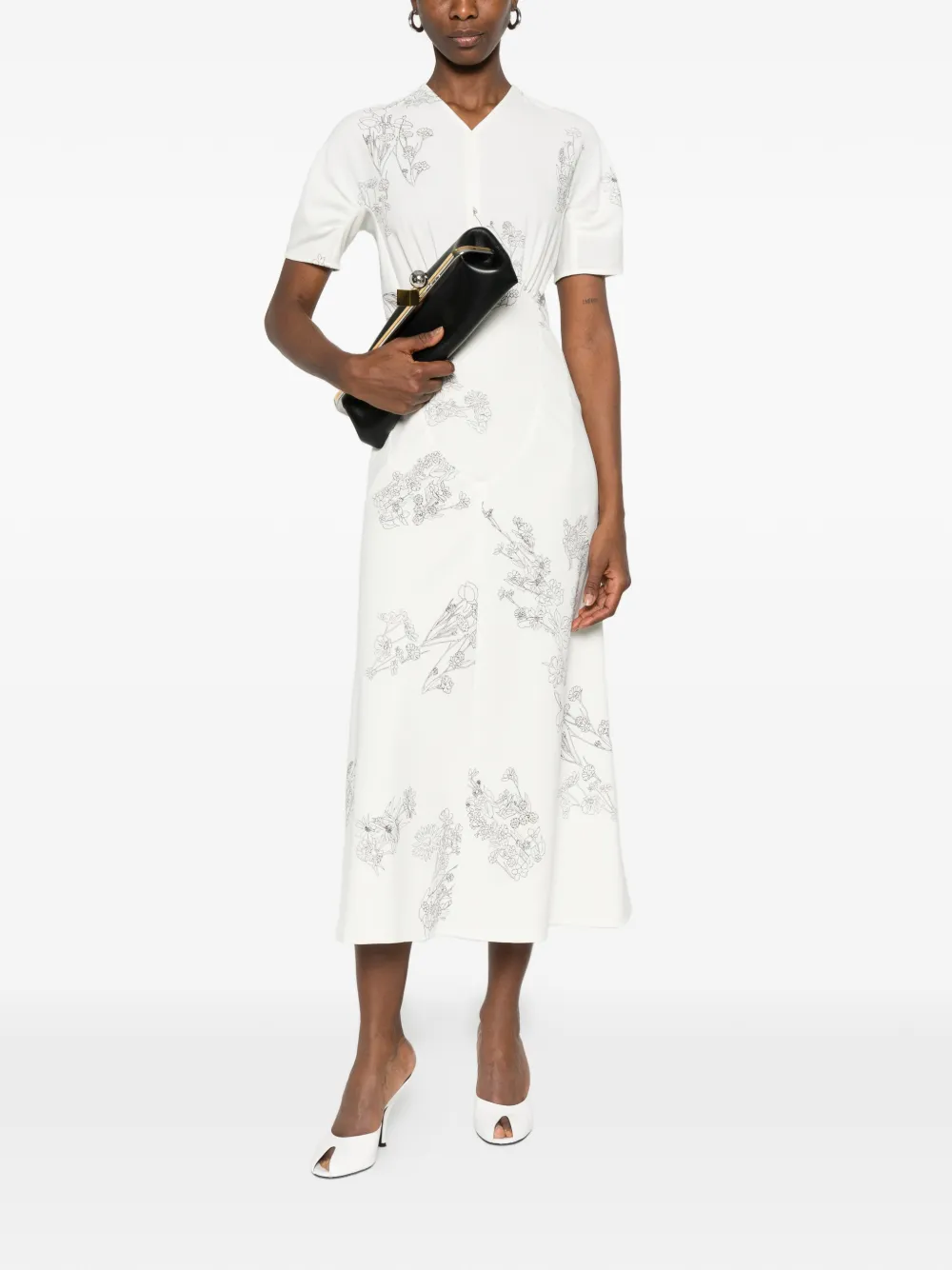 Victoria Beckham Midi-jurk met bloemenprint Wit