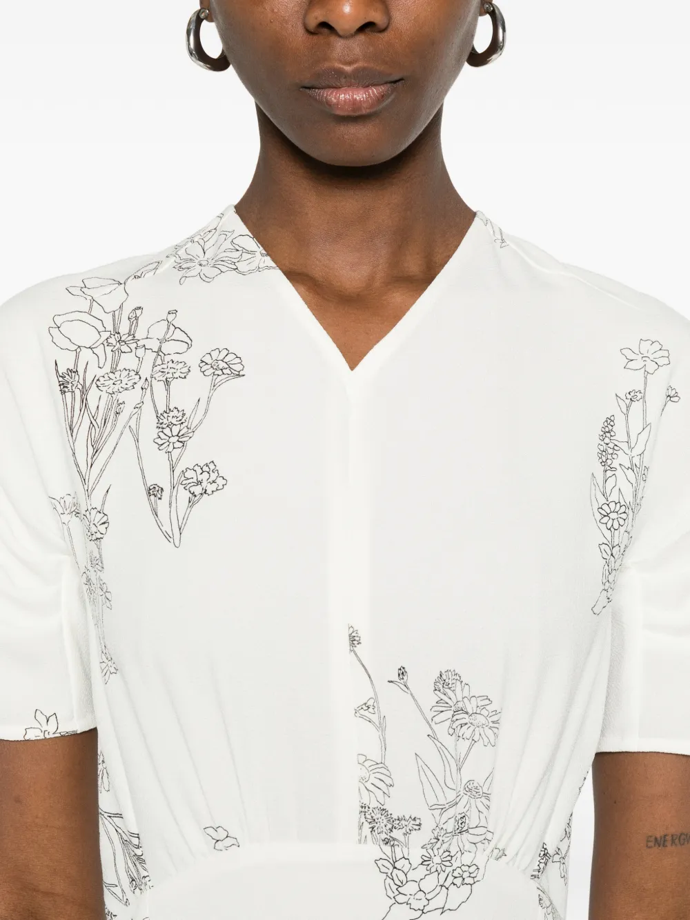 Victoria Beckham Midi-jurk met bloemenprint Wit