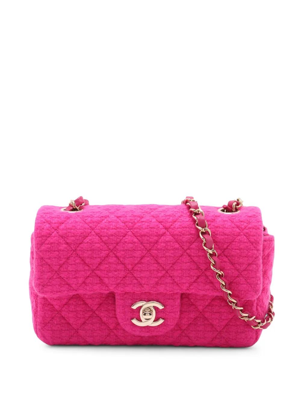 CHANEL Pre-Owned 2021-2025 Mini Rectangular Classic Tweed Single Flap crossbody bag - Rosa