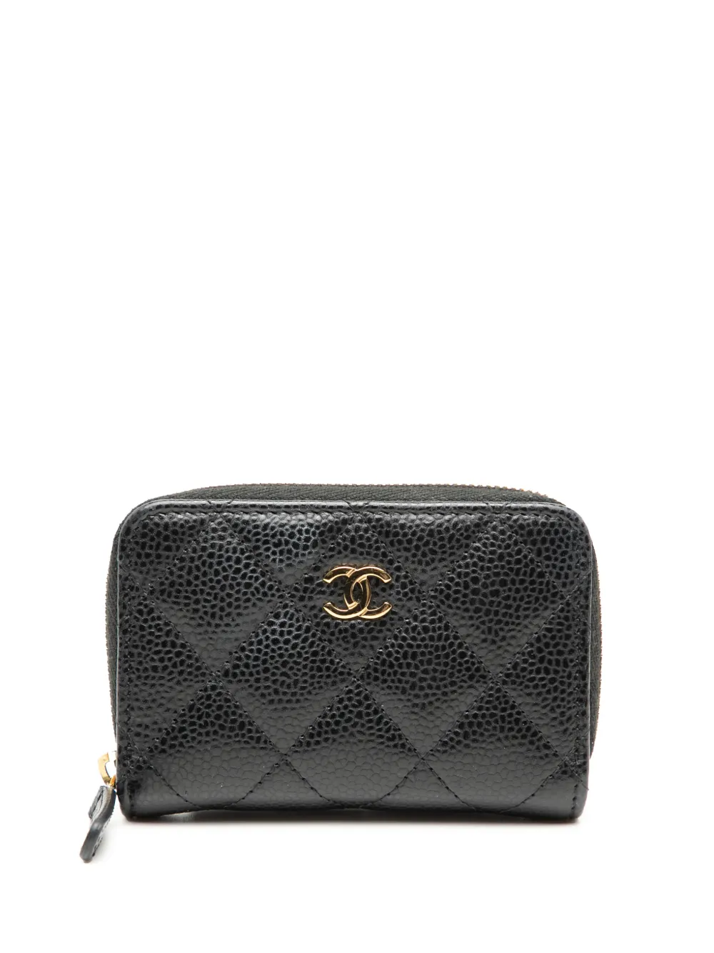 CHANEL Pre-Owned 2021-2025 CC Quilted Caviar Zip Purse coin pouch - Nero