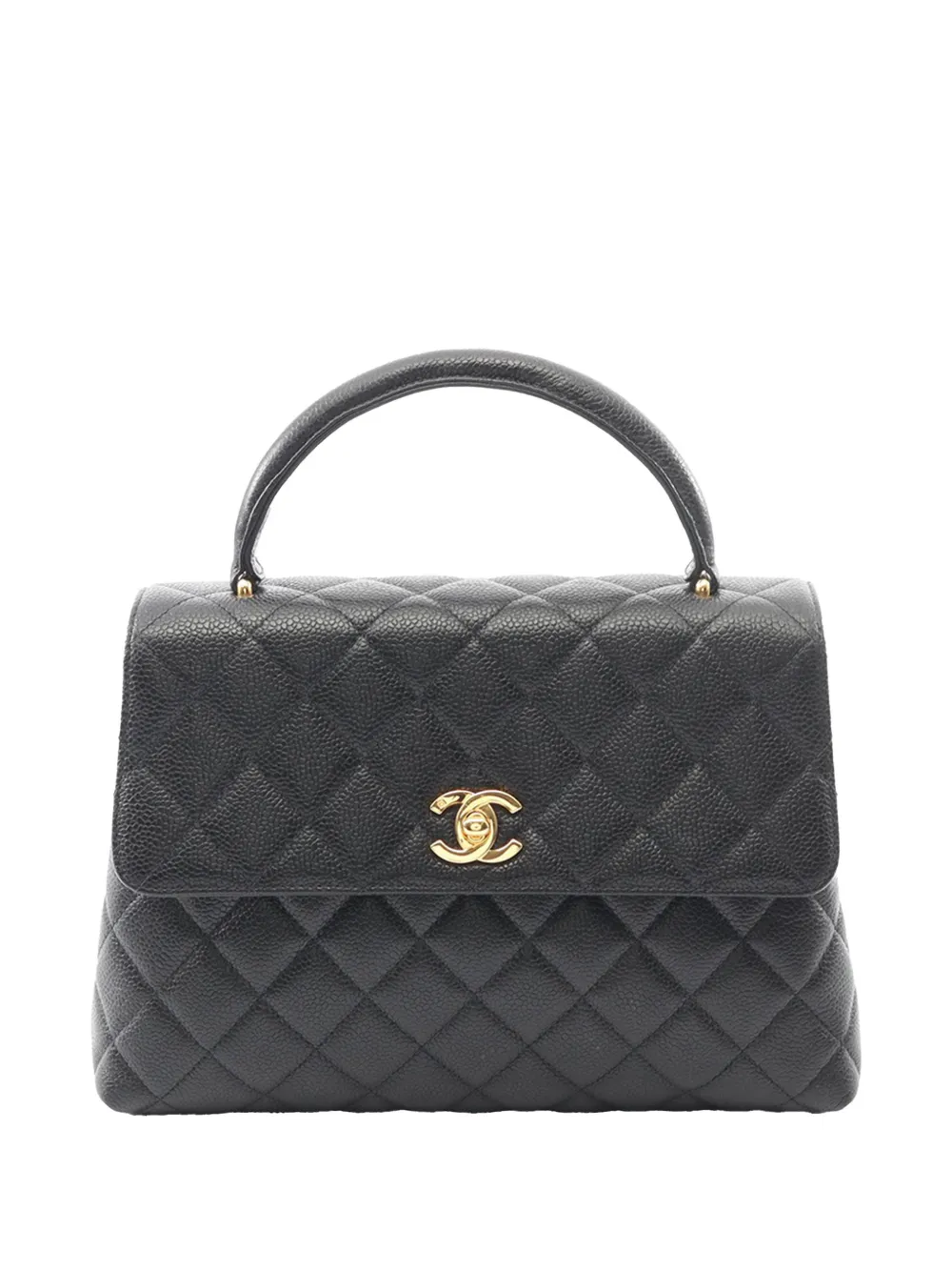 CHANEL Pre-Owned 1996-1997 CC Quilted Caviar Kelly Top Handle handbag - Nero