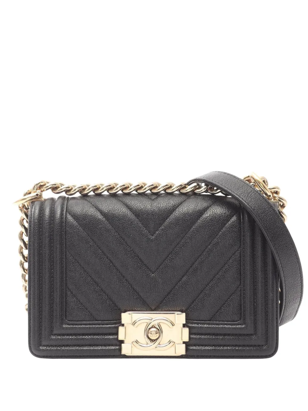 CHANEL Pre-Owned 2019 Small Chevron Lambskin Boy Flap satchel - Nero
