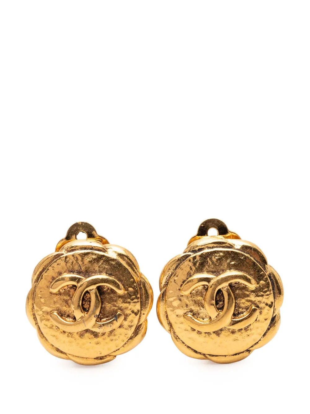 CHANEL Pre-Owned 1970-1980 CC Gold Plated Round Clip on Earrings costume earrings - Oro