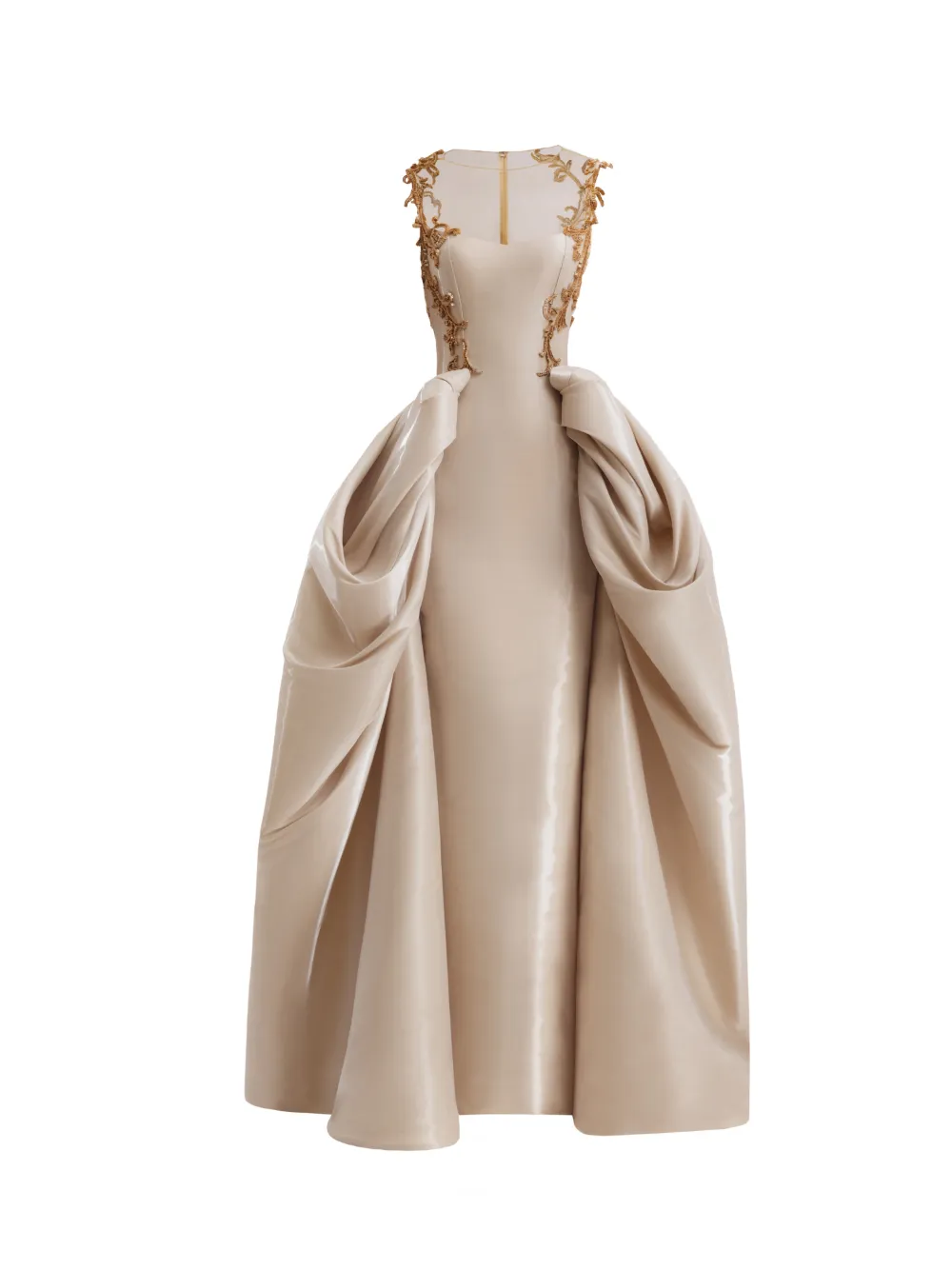 Gemy Maalouf beaded structured overskirt dress - Toni neutri