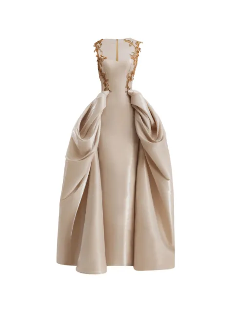 Gemy Maalouf beaded structured overskirt dress