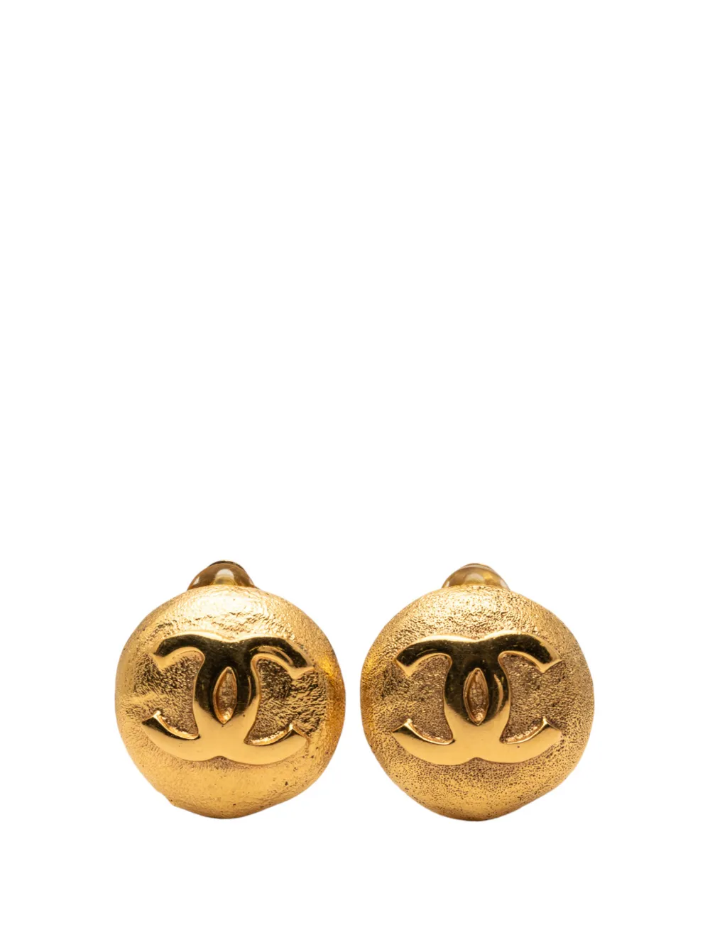 CHANEL Pre-Owned 1980-1990 Gold Plated CC Round Clip On Earrings costume earrings - Oro