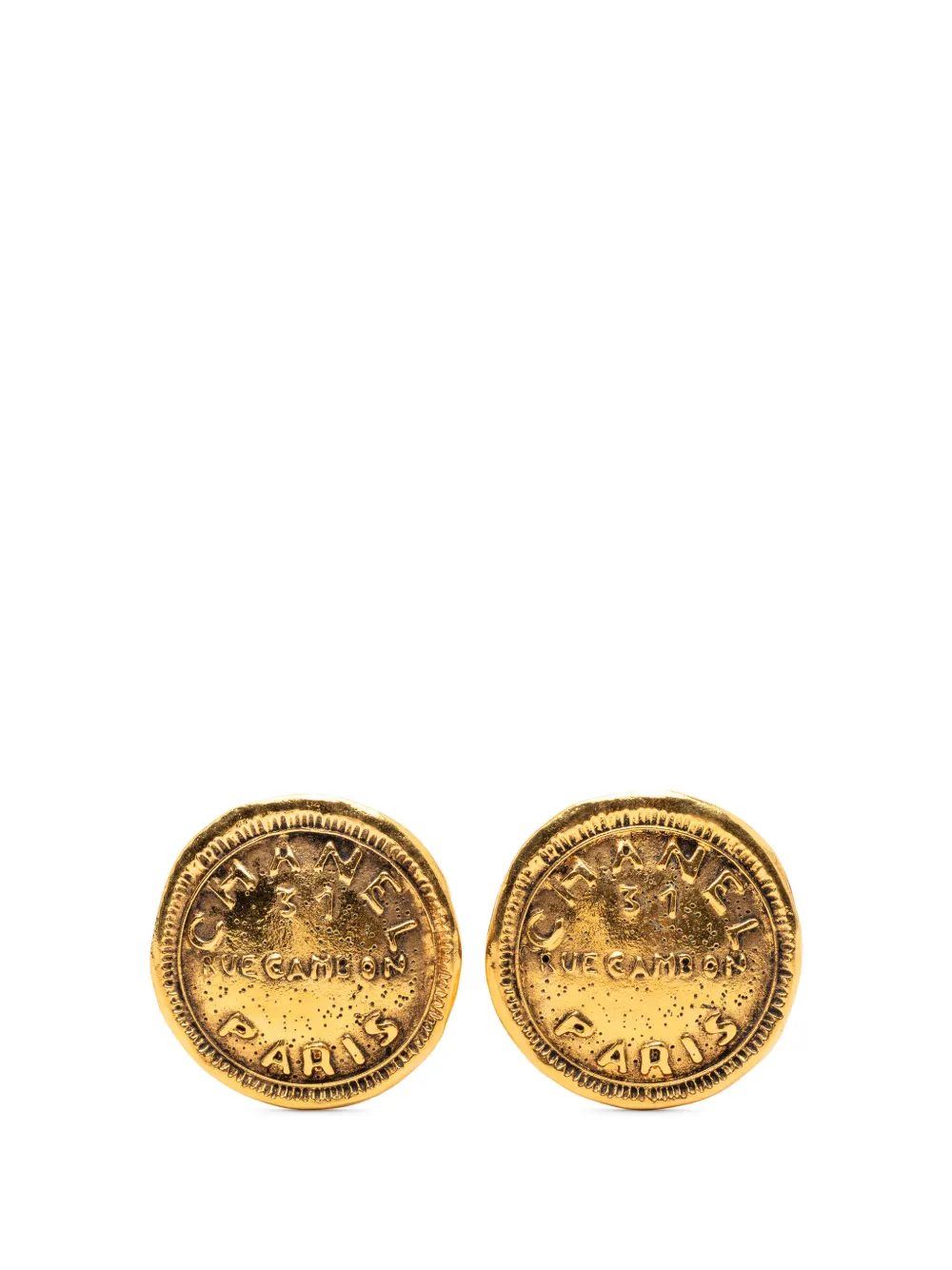 CHANEL Pre-Owned 1970-1980 Gold Plated 31 Rue Cambon Round Clip On Earrings costume earrings - Oro