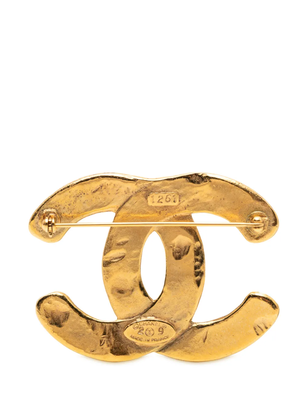 1980-1990 Cc Gold Plated Woven Brooch Costume Brooch