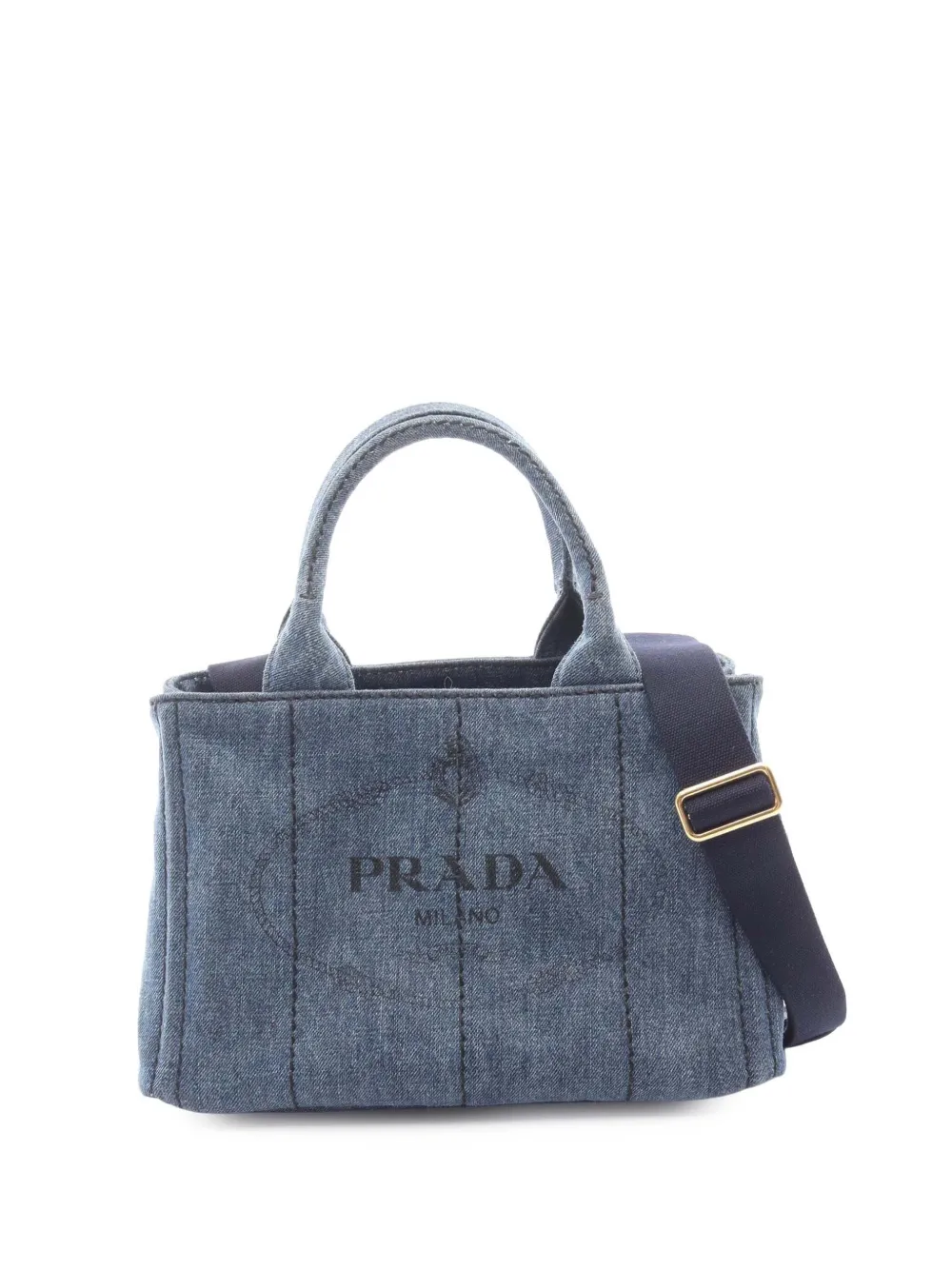 Prada Pre-Owned 2010-2025 Denim Canapa Logo satchel - Blu