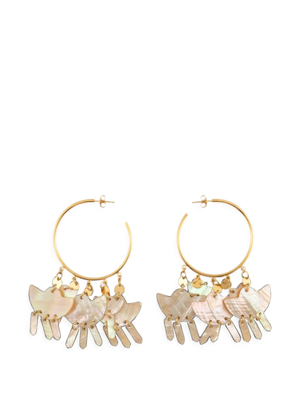 ISABEL MARANT shell-embellished hoop earrings - Gold
