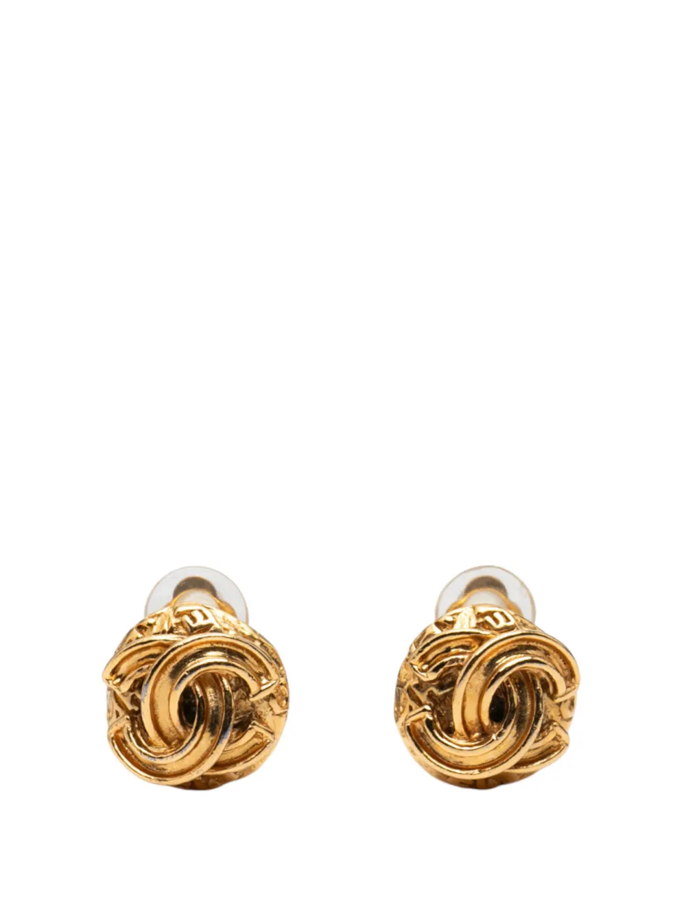 CHANEL Pre-Owned 1995 Gold Plated CC Round Clip On Earrings costume earrings - Oro