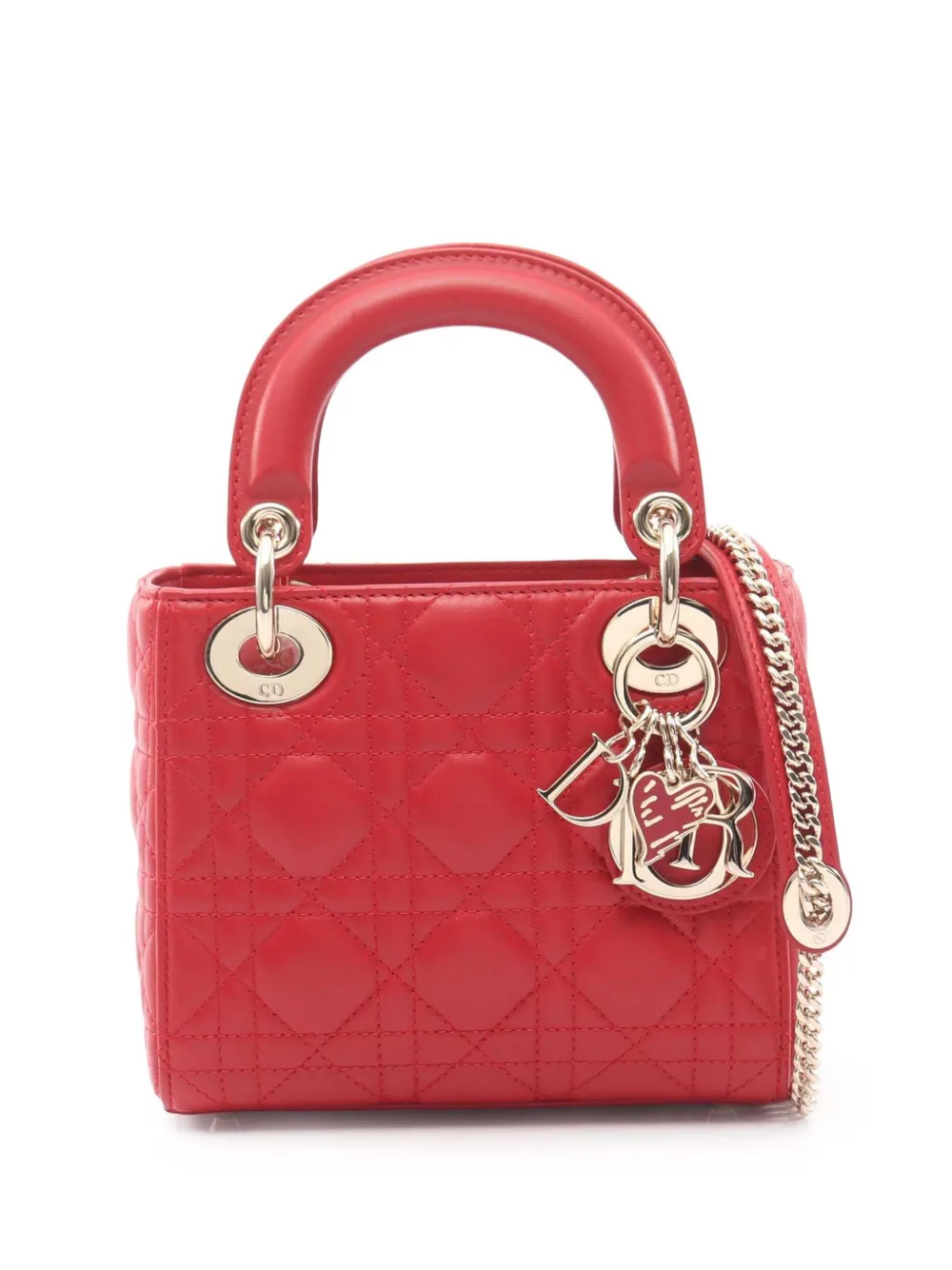 Christian Dior Pre-Owned 2000-2025 Mini Patent Cannage Lady Dior satchel - Rosso