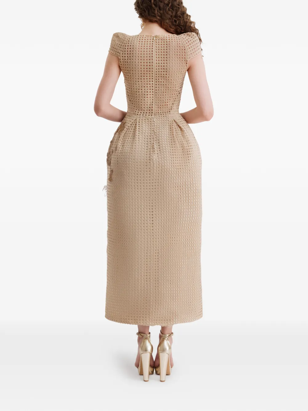 Gemy Maalouf Opengewerkte midi-jurk Beige