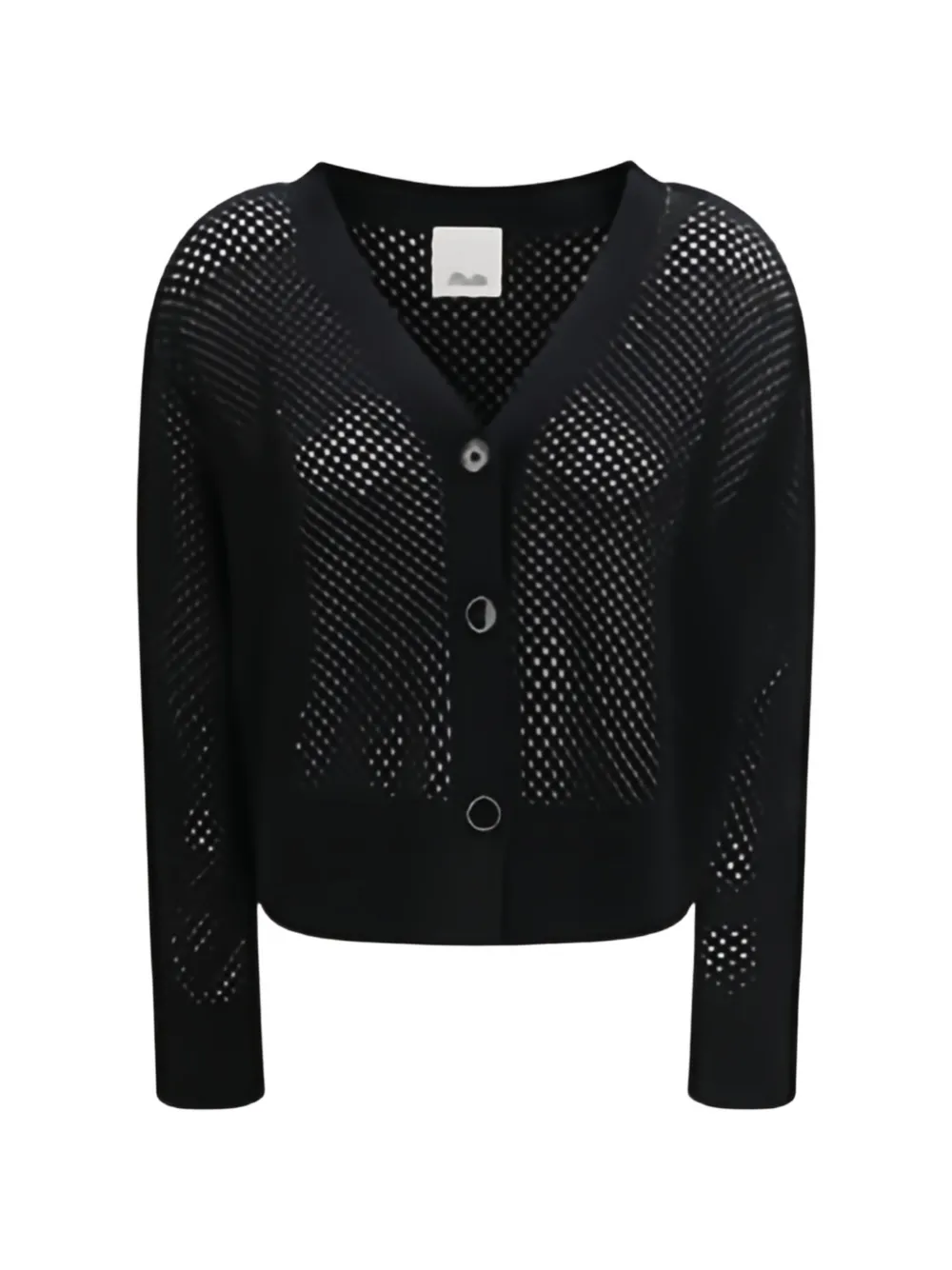 Allude button mesh V-neck cardigan - Schwarz