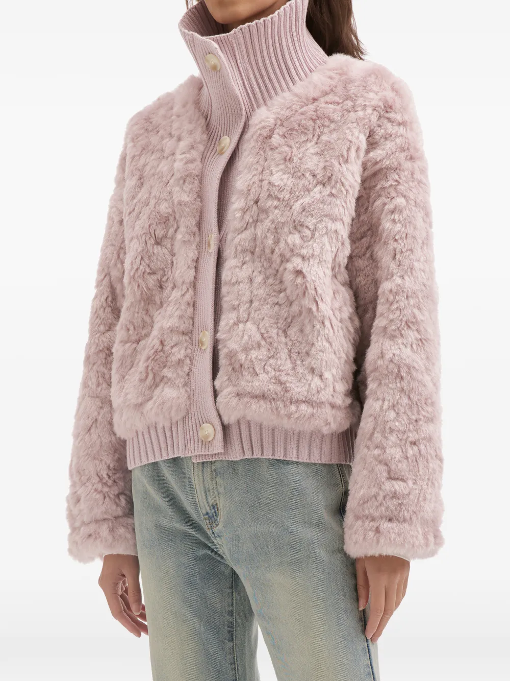  B+ab Faux Fur Funnel-neck Jacket - Pink 