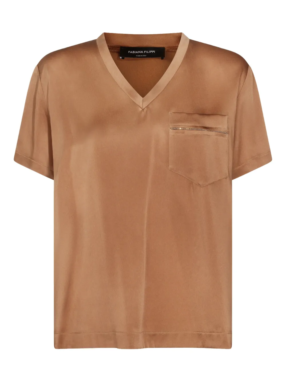 Fabiana Filippi pocket V-neck T-shirt - Marrone