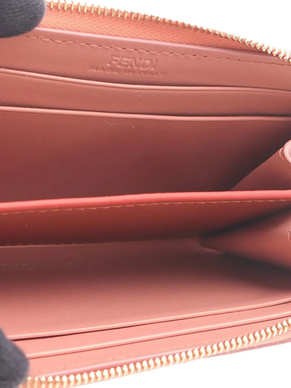  Fendi Pre-owned 2010-2025 Mini Leather Ff Diamond Zip Around Wallet Small Wallets - Rosa 