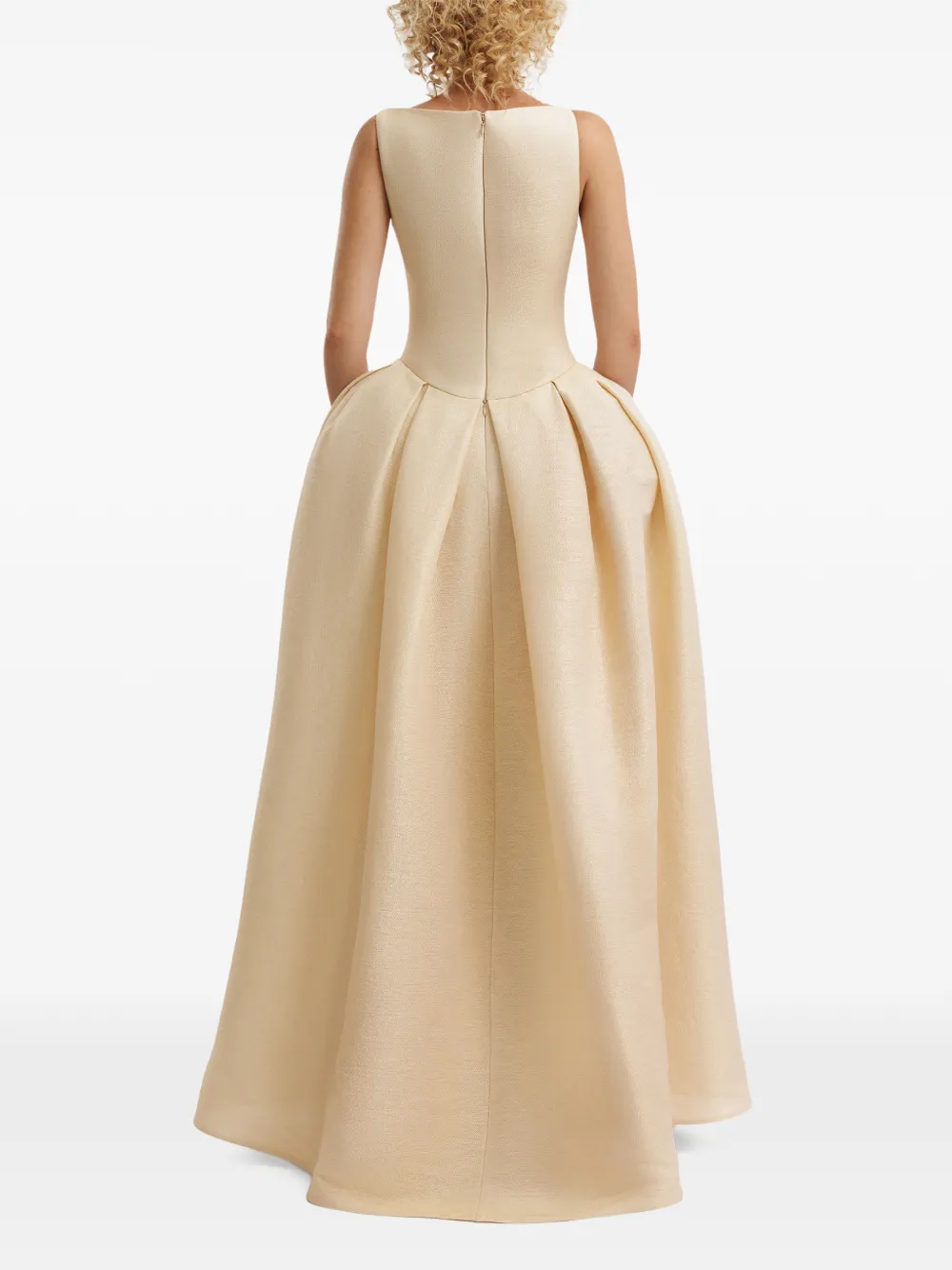 Gemy Maalouf Jurk met vierkante hals en kralen jacquard Beige