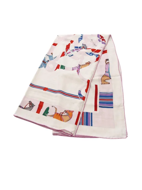 Hermès Pre-Owned 2000-2025 Eperon d Or et Tenues de Jour Cashmere Silk Shawl 140 scarves