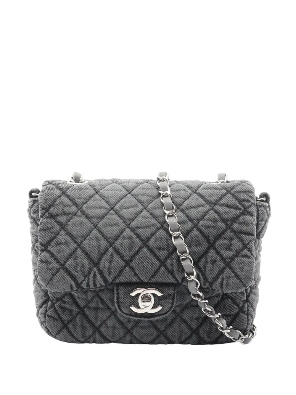CHANEL Pre-Owned 2019 CC Quilted Denimpression Single Flap crossbody bag - Grigio