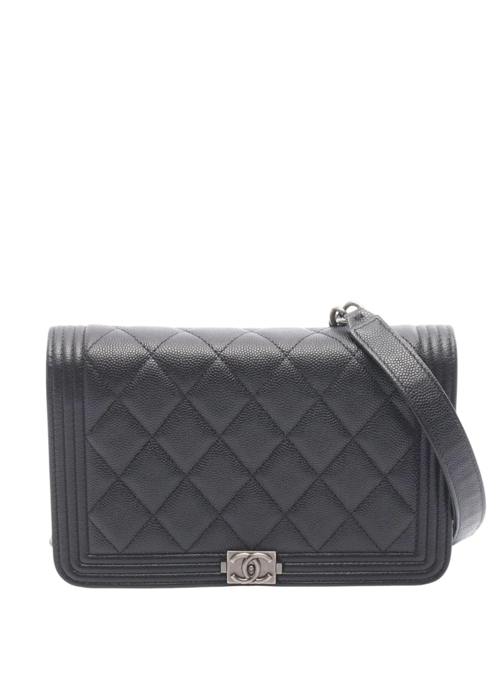 CHANEL Pre-Owned 2021-2025 Quilted Caviar Boy Wallet on Chain crossbody bag - Nero