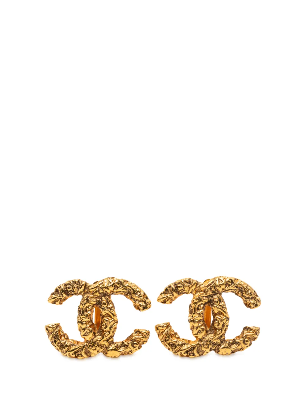 CHANEL Pre-Owned 2003 CC Gold Plated Lava Clip On Earrings costume earrings - Oro