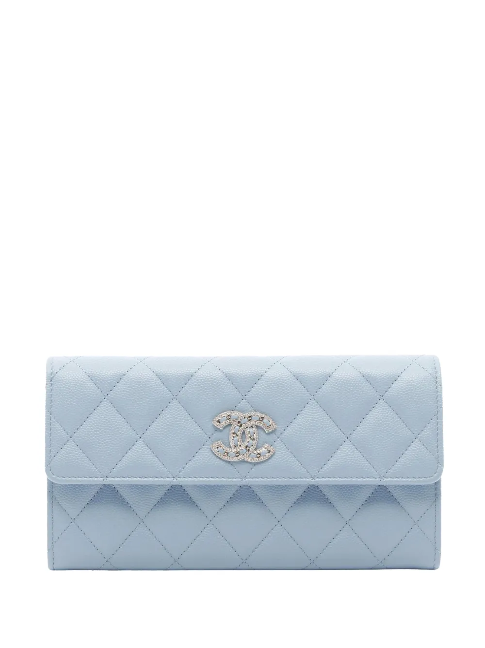 CHANEL Pre-Owned 2022 CC Quilted Caviar Wallet long wallets - Blu