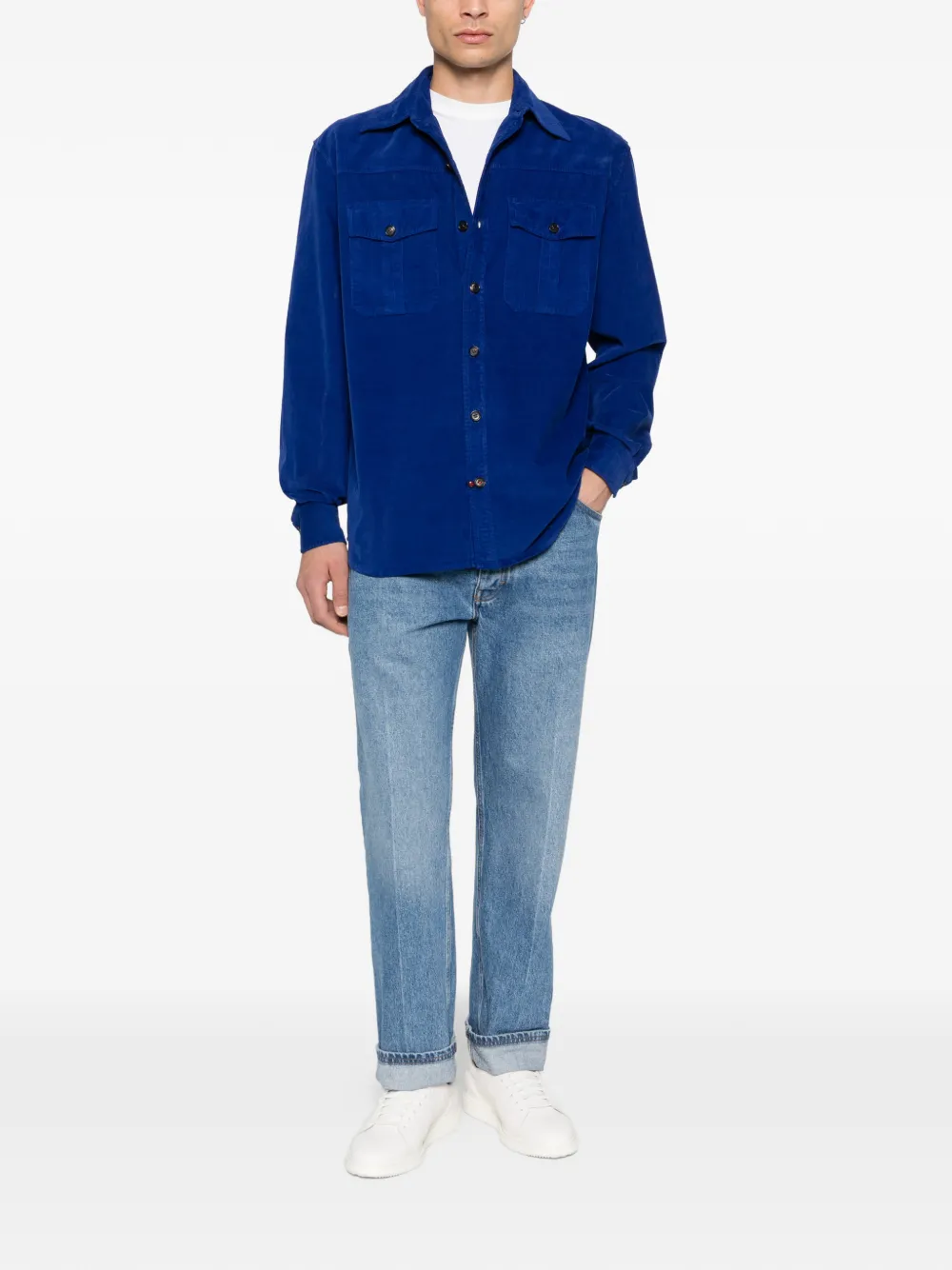 Isaia chest-pocket shirt - Blauw