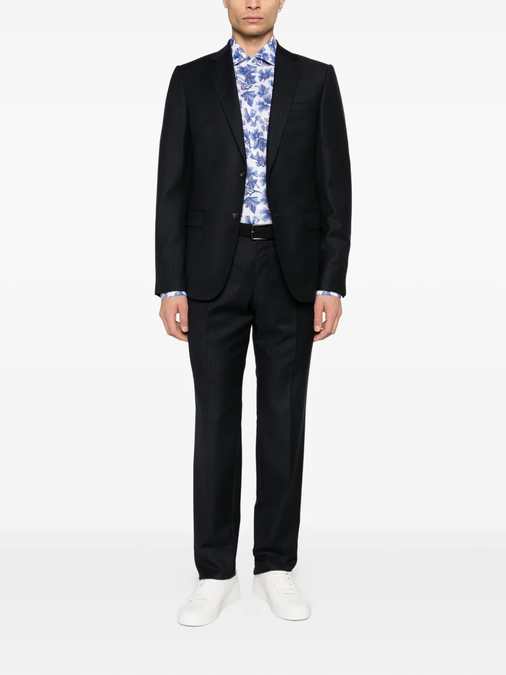 Isaia floral-pattern long-sleeve shirt - Wit